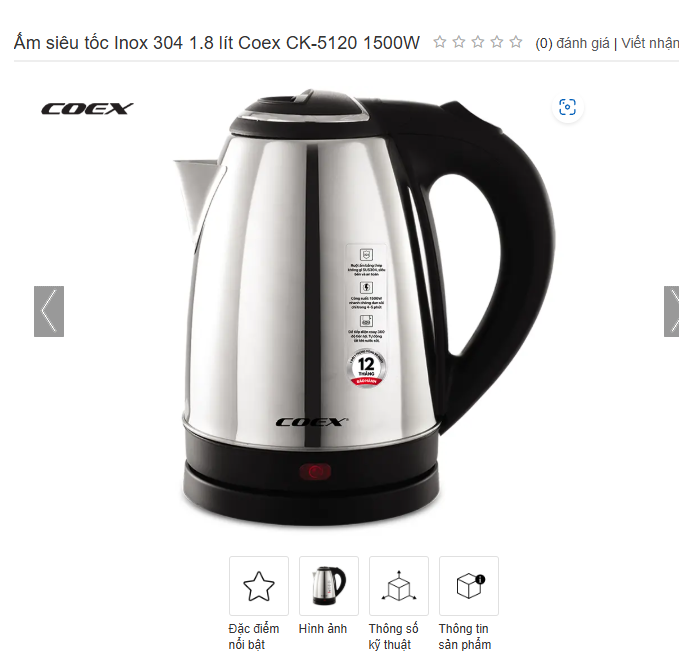 Bình siêu tốc Coex
